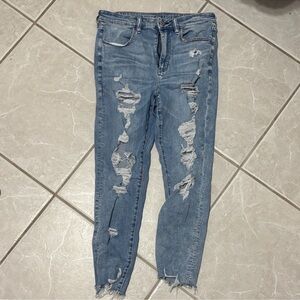 American Eagle Outfitters Light Blue Ripped Skinny Jeans